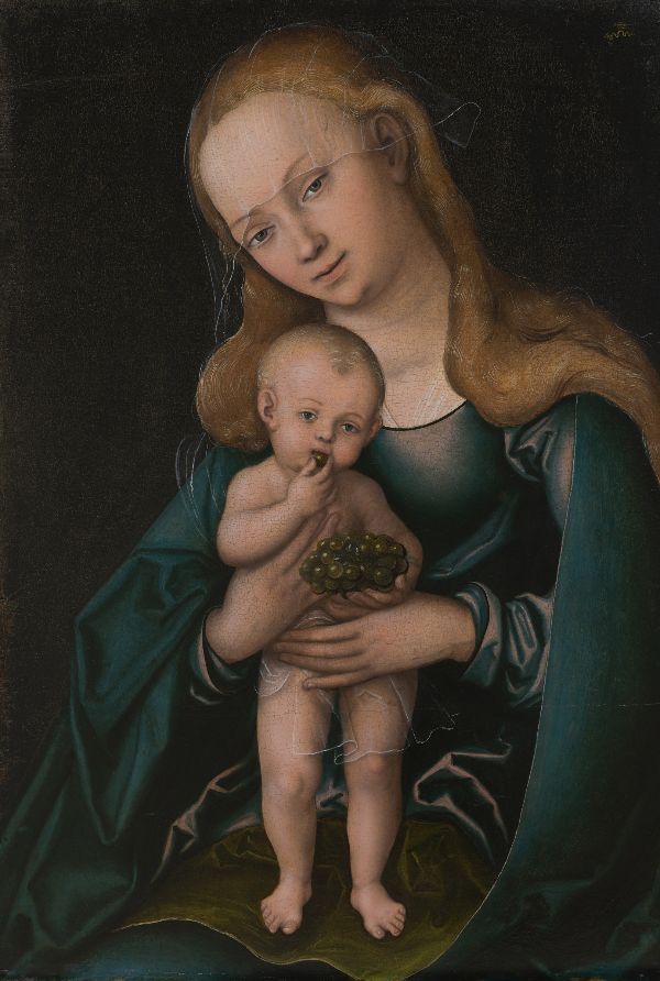Maria mit Kind und Traube (Traubenmadonna) (Restauriert)